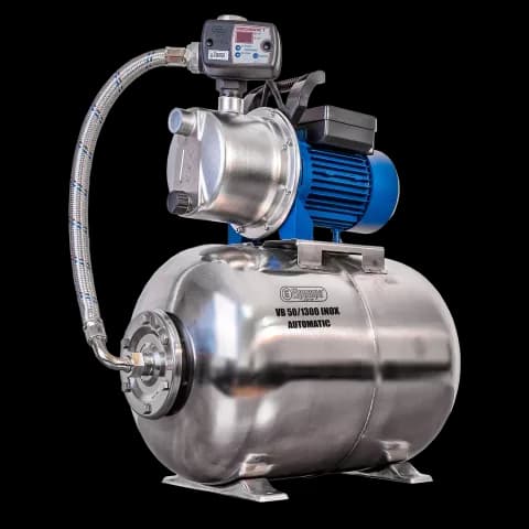 VB 50/1300 INOX Automatic Domestic waterwork, with INOX steel impeller, casing and pressure tank, 1300 W, 5.400 l/h, 4,7 bar, 50 L